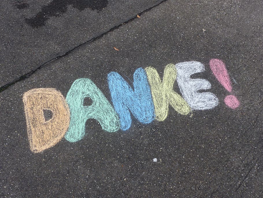 Danke Thank You chalk art