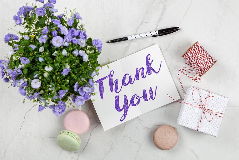 Thank You card with flowers and gift box 2