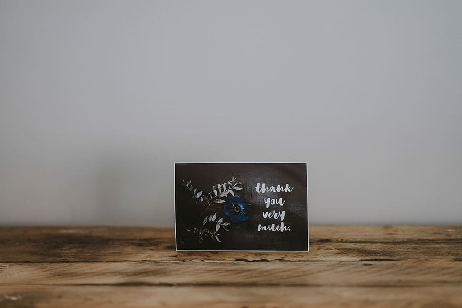 Thank you very much card on table