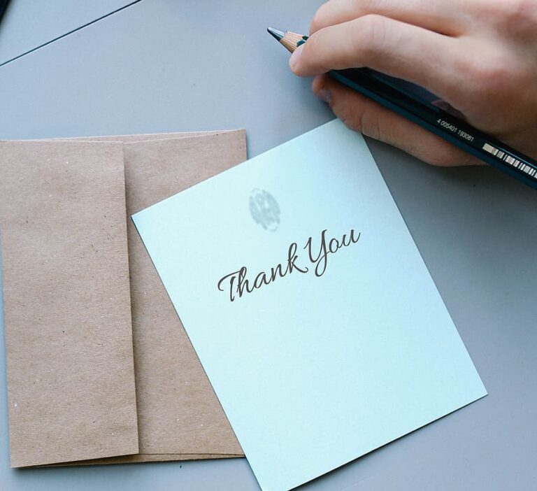 Writing on Thank You Card